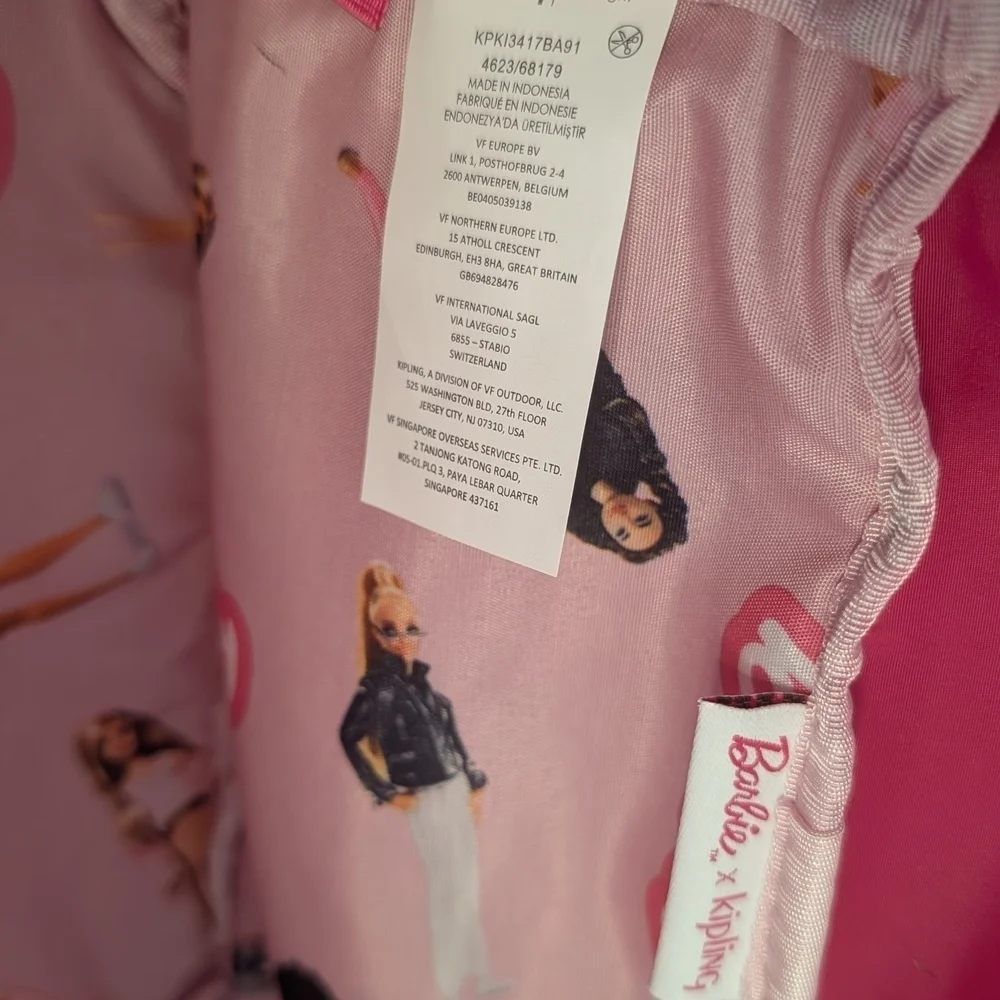Kipling x Barbie Darlee Backpack Power Pink Transparent w/ Keychain Barbiecore